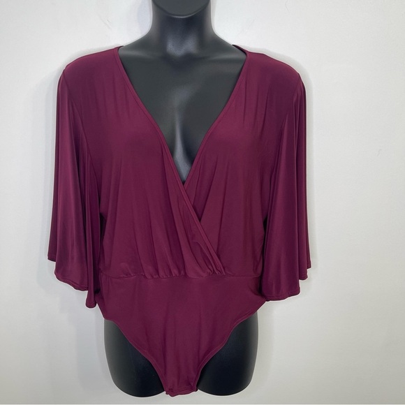 PLT Plus Plunge Wrap Front Bodysuit in Size 20 - Picture 1 of 5